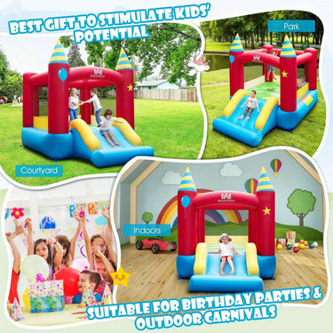 Inflatable Bouncy Castle with Slide - No Pump Needed, Indoor / Outdoor Kids Play